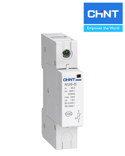 Ограничитель NU6-II 1Р In=25kA Uc=460B Im=60kA (хар.С) CHINT Ограничитель NU6-II 1Р In=25kA Uc=460B Im=60kA (хар.С) CHINT